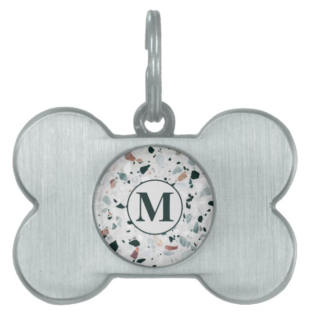 Médaillons Pour Animaux Domestiques Monogramme Abstrait Terrazzo Motif (Devant)