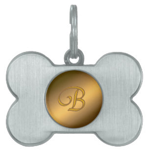 Médaillons Pour Animaux Domestiques Monogramme Gold B