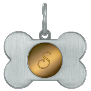 Médaillons Pour Animaux Domestiques Monogramme Gold S