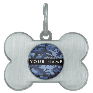 Médaillons Pour Animaux Domestiques Motif camouflage bleu marine Personnalisez votre n