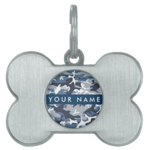 Médaillons Pour Animaux Domestiques Motif camouflage neige hivernale bleue Personnalis
