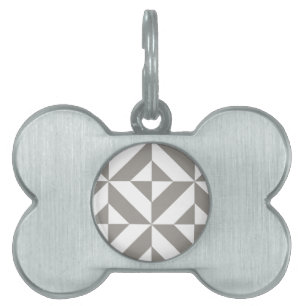 Médaillons Pour Animaux Domestiques Motif de cube géométrique gris argenté