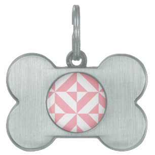 Médaillons Pour Animaux Domestiques Motif de cube géométrique Melon rose