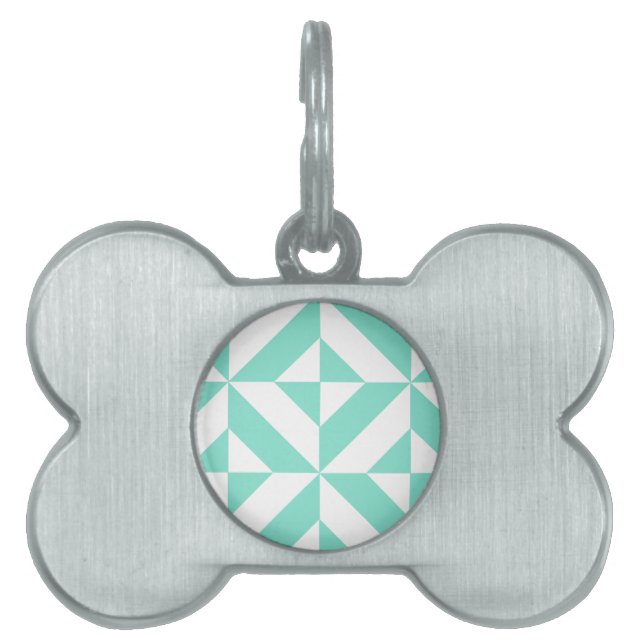 Médaillons Pour Animaux Domestiques Motif de cube géométrique vert Seafoam (Devant)