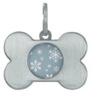 Médaillons Pour Animaux Domestiques Motif de flocon de neige, flocons blancs, neige, g