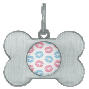 Médaillons Pour Animaux Domestiques Motif de lèvres bleues et roses, Lipstick, Baiser