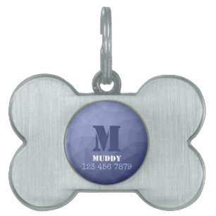 Médaillons Pour Animaux Domestiques Motif de maillage géométrique bleu gris personnali