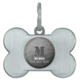 Médaillons Pour Animaux Domestiques Motif de maillage géométrique gris clair monogramm