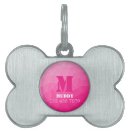 Médaillons Pour Animaux Domestiques Motif de maillage géométrique rose chaud personnal