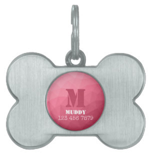 Médaillons Pour Animaux Domestiques Motif de maillage géométrique rose personnalisé Mo