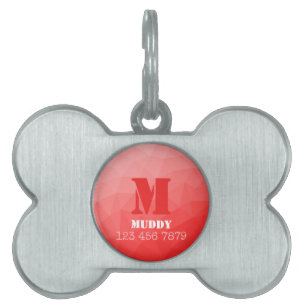 Médaillons Pour Animaux Domestiques Motif de maillage géométrique rouge personnalisé M