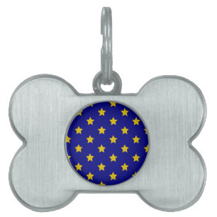 Médaillons Pour Animaux Domestiques Motif Gold Stars, Bleu Marine, Exclusive