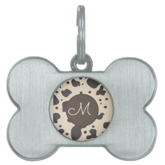 Médaillons Pour Animaux Domestiques Motif Impression Vache Beige Patte