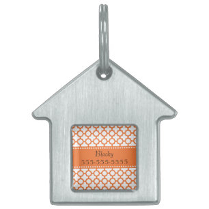 Médaillons Pour Animaux Domestiques Motif Quatrefoil Orange