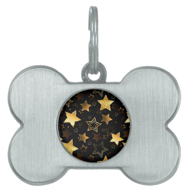 Médaillons Pour Animaux Domestiques Motif sans couture avec étoiles d'or (Devant)