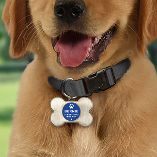 Médaillons Pour Animaux Domestiques Nom de chien personnalisé moderne bleu