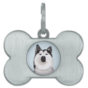 Médaillons Pour Animaux Domestiques Os collier de chien Husky