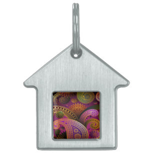 Médaillons Pour Animaux Domestiques Paisley Purple
