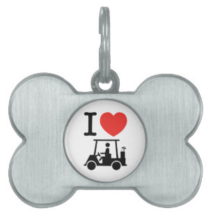 Médaillons Pour Animaux Domestiques Panier de golf I Heart (Love)