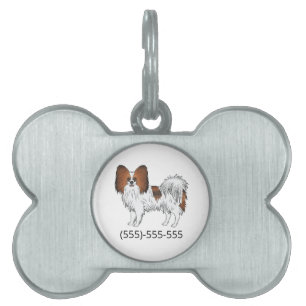 Médaillons Pour Animaux Domestiques Papillon Fauve Rouge et Numéro de Téléphone