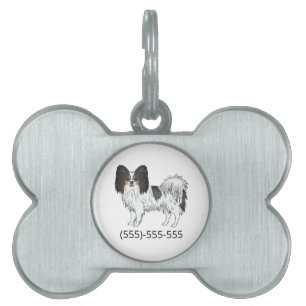 Médaillons Pour Animaux Domestiques Papillon tricolore Chien mignon et numéro de télép