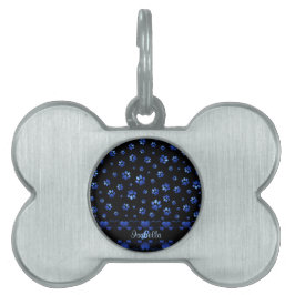 Médaillons Pour Animaux Domestiques Parties scintillant bleue chien patte motif, Monog