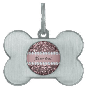 Médaillons Pour Animaux Domestiques Parties scintillantes et diamants roses à la mode