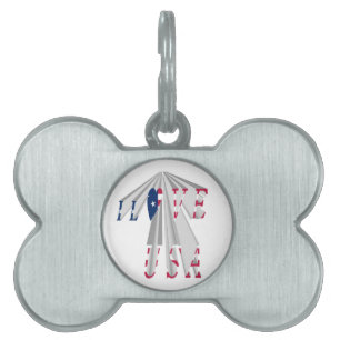 Médaillons Pour Animaux Domestiques Patriotisme effarant : I Love USA Perspective Art