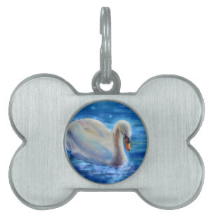 Médaillons Pour Animaux Domestiques Peinture d'aquarelle blanche pour cygne