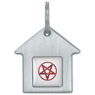 Médaillons Pour Animaux Domestiques Pentagramme du Diable Rouge
