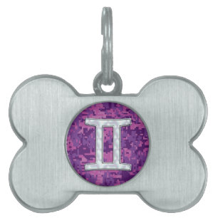 Médaillons Pour Animaux Domestiques Perle comme Gemini Zodiac Symbole Camouflage numér
