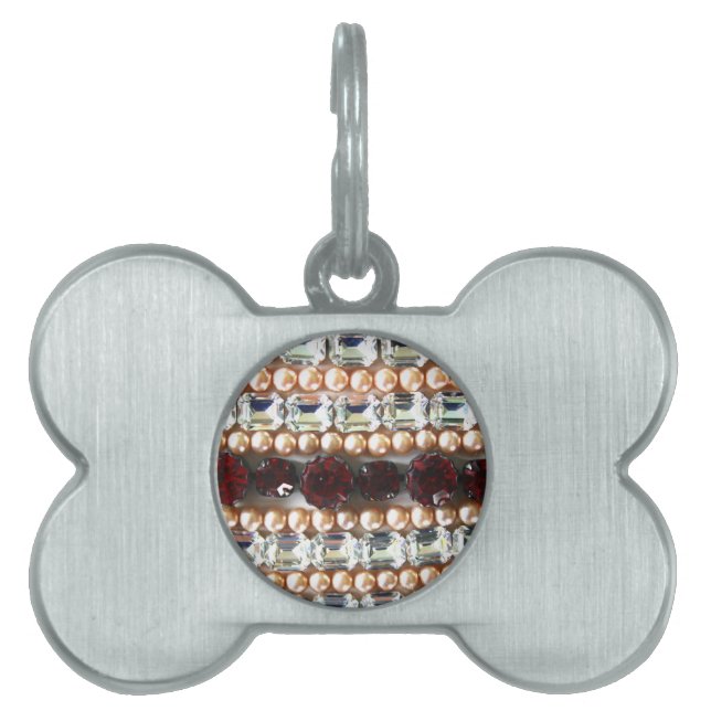 Médaillons Pour Animaux Domestiques Perles de diamants de strass - Bijoux vintages (Devant)