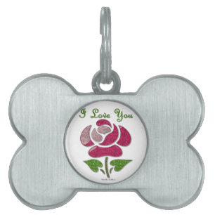 Médaillons Pour Animaux Domestiques Pink Stencil Rose I Love You