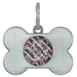 Médaillons Pour Animaux Domestiques Plaid Blue Burgundy