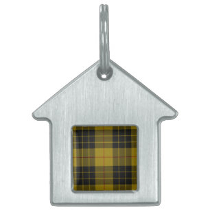 Médaillons Pour Animaux Domestiques Plaque noire jaune tartan MacLeod