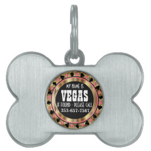 Médaillons Pour Animaux Domestiques Poker Chip Pink Design Personnaliser Numéro d'id