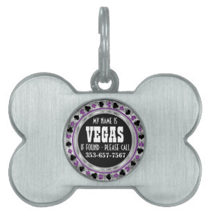 Médaillons Pour Animaux Domestiques Poker Chip Purple Design PERSONNALISER