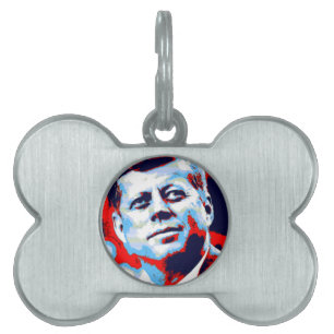 Médaillons Pour Animaux Domestiques Pop Art JFK John F. Kennedy Red Blue