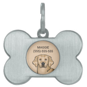 Médaillons Pour Animaux Domestiques Portrait de chien de dessin animé Retriever doré j