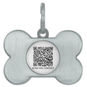 Médaillons Pour Animaux Domestiques QR Code blanc scannable contact sans contact
