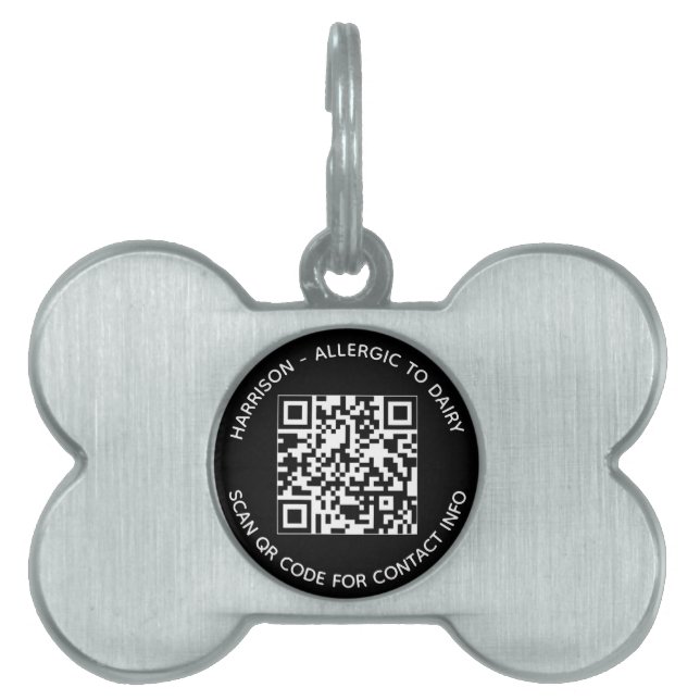 Médaillons Pour Animaux Domestiques QR Code scannable sans contact Info texte personna (Devant)