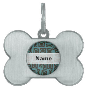 Médaillons Pour Animaux Domestiques Retro Turquoise et Taupe Rings Motif