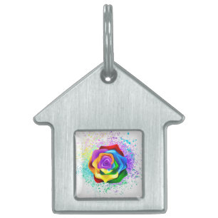 Médaillons Pour Animaux Domestiques Rose arc-en-ciel colorée