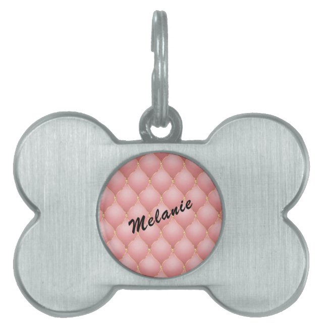 Médaillons Pour Animaux Domestiques Rose personnalisé Gold Nom personnalisé Numéro d'i (Devant)