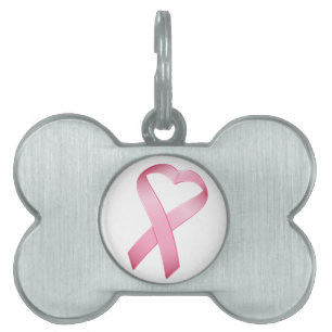 Médaillons Pour Animaux Domestiques Ruban rose 2 de Cancer de coeur