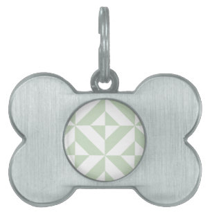 Médaillons Pour Animaux Domestiques Sage Green Geometric Deco Cube Pattern