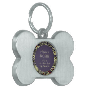 Médaillons Pour Animaux Domestiques Sage Green & Purple Botanique Personnalisé Argent