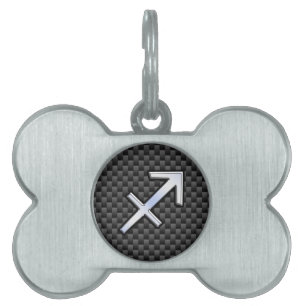 Médaillons Pour Animaux Domestiques Sagittarius Zodiac Sign Carbon Fiber Print