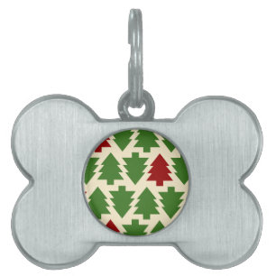 Médaillons Pour Animaux Domestiques Sapins de Noël Motif de Fêtes
