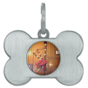 Médaillons Pour Animaux Domestiques Scotland Bagpipe Tartan Plaid Instrument de musiqu